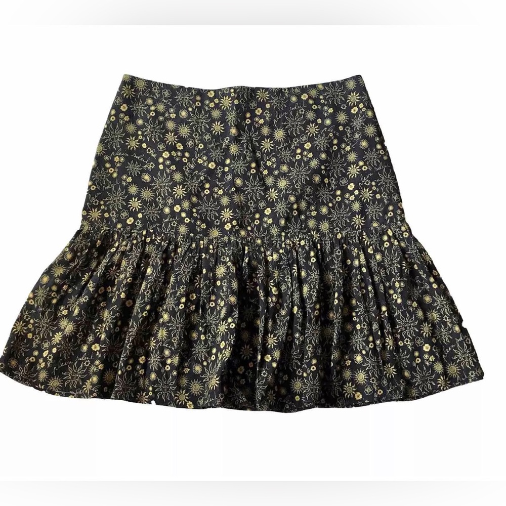SANDRO WOMENS NOIR GRIS CERISE FLORAL-PRINT WOVEN MINI SKIRT‎ SMALL BLACK - Picture 6 of 11